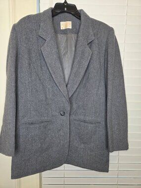 VTG Pendleton Mens Gray Wool Blazer Jacket 40-42R One-Button Made In USA